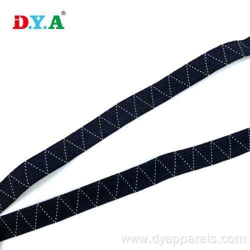 12mm Knitted Flat Braided White Line Black Elastic